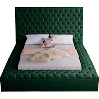 Contemporary Bliss Queen Bed Green Velvet