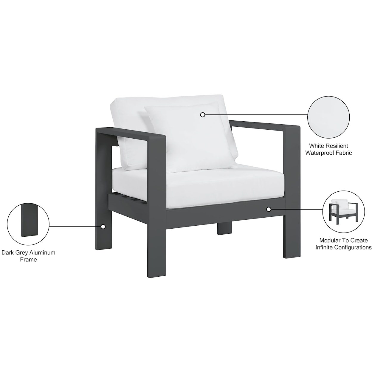 Meridian Furniture Nizuc Aluminum Arm Chair