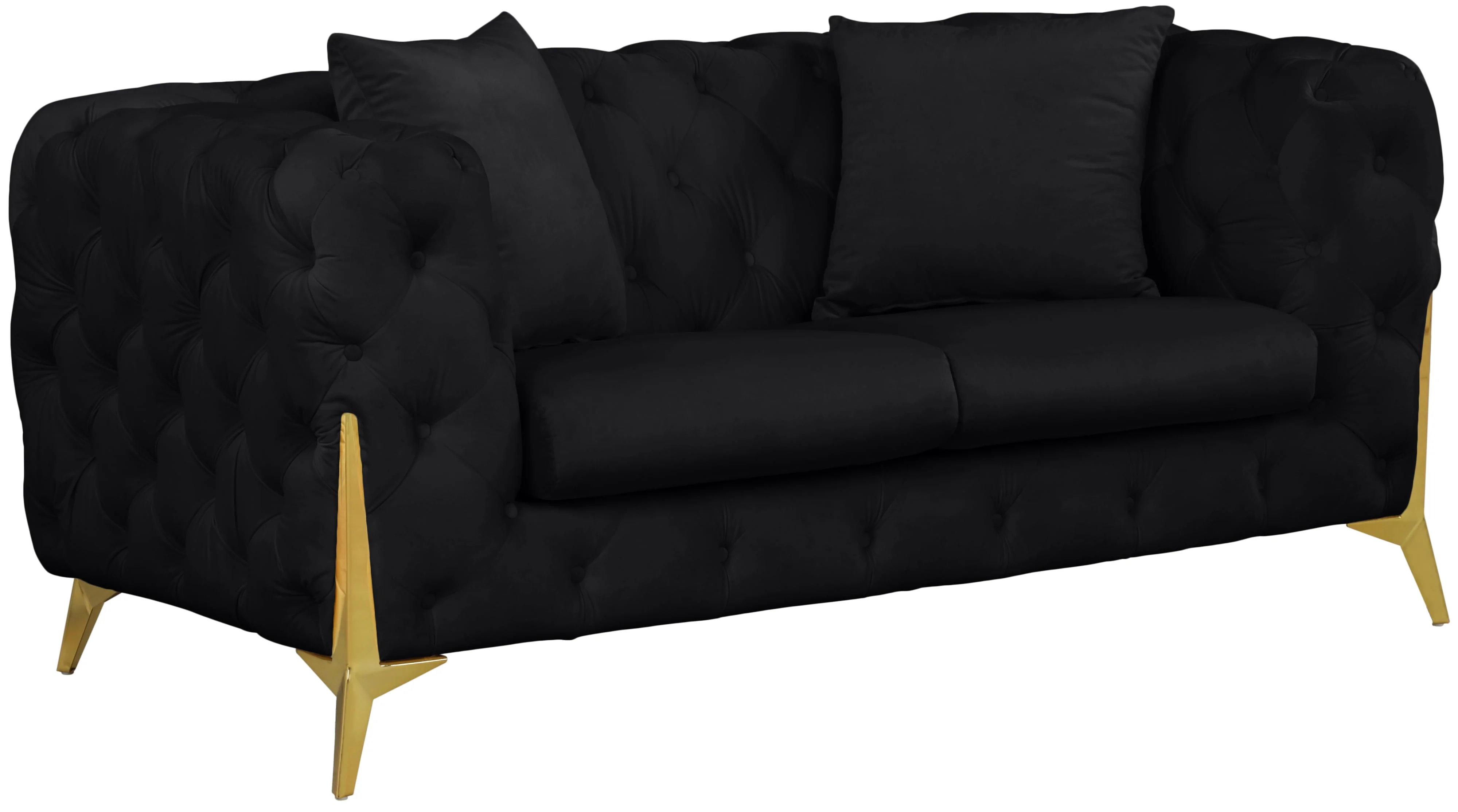 Meridian Furniture Kingdom 695BlackL Kingdom Black Velvet Loveseat
