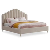 Lily Cream Velvet King Bed