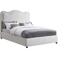 Mid Century Modern Linen Upholstered Queen Bed