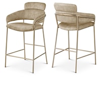 Yara Beige Velvet Counter Stool