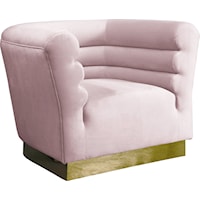 Contemporary Pink Velvet Accent Chair with Gold Base