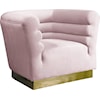 Meridian Furniture Bellini Pink Velvet Accent Chair with Gold Base