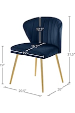 Meridian Furniture Finley Contemporary Navy Velvet Dining Chair with Gold Legs