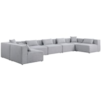 Contemporary Grey 7-Piece Sectional Sofa with Tuxedo Arms