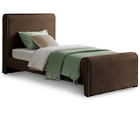 Sloan Brown Velvet Twin Bed (3 Boxes)