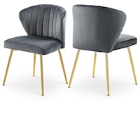 Contemporary Grey Velvet Dining Chair with Gold Legs