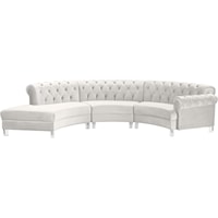 Contemporary Velvet 3-Piece Sectional with Tufting