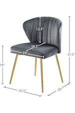 Meridian Furniture Finley Contemporary Grey Velvet Dining Chair with Gold Legs