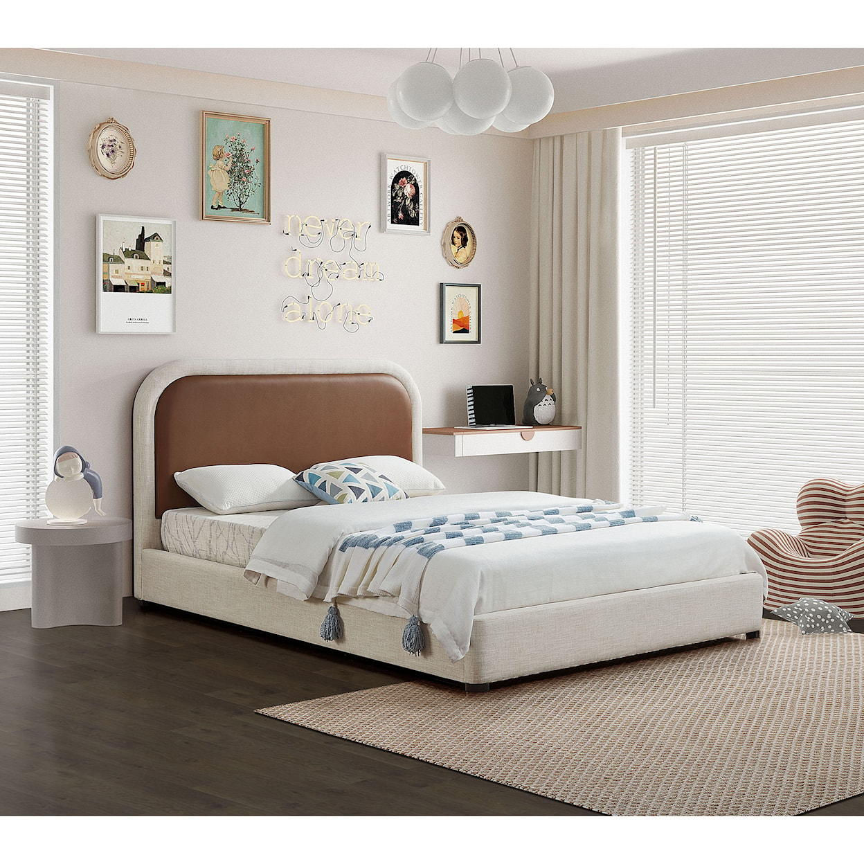 Meridian Furniture Blake Upholstered Low-Profile Full Bed