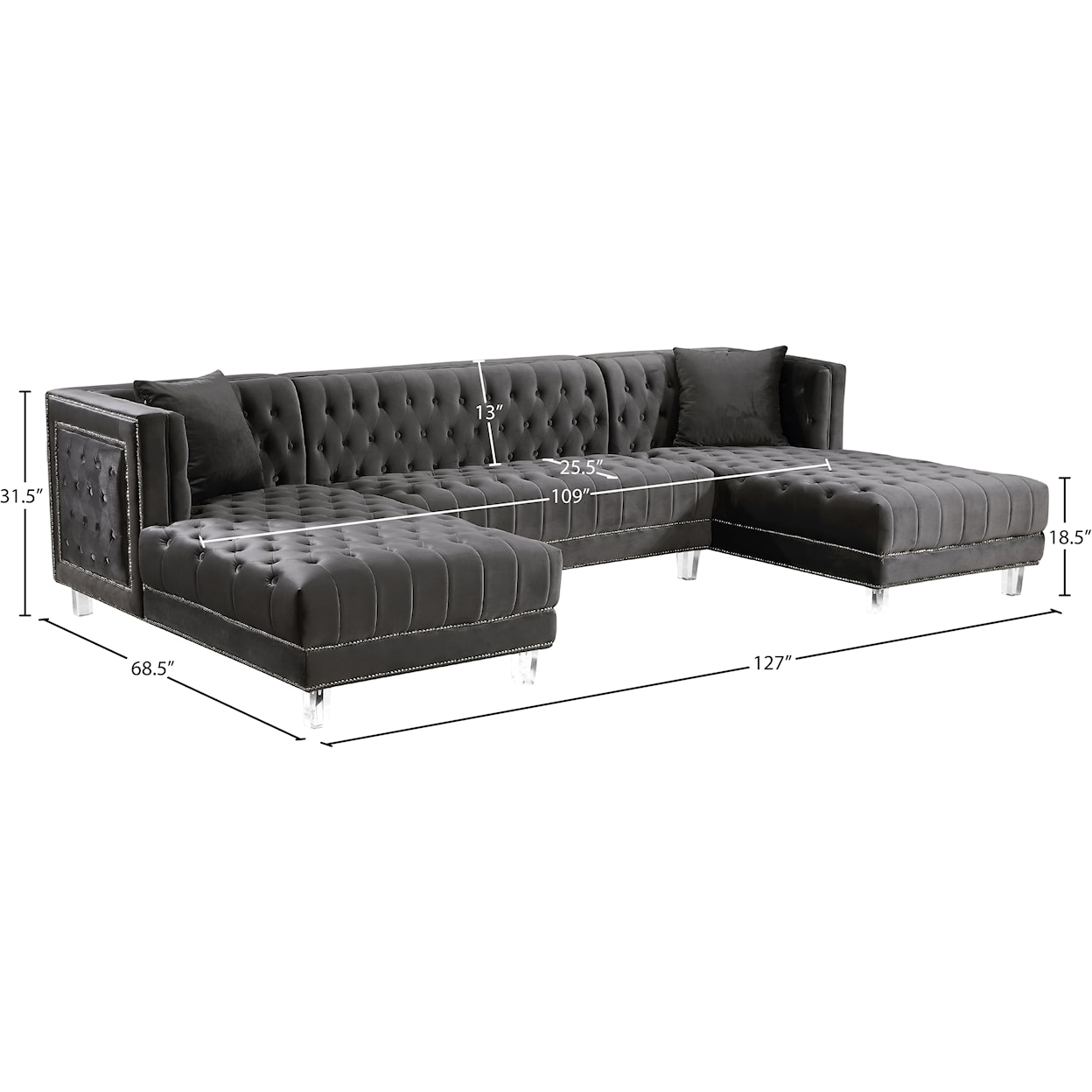 Meridian Furniture Moda 3pc. Sectional