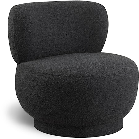 Contemporary Black Boucle Fabric Accent Chair