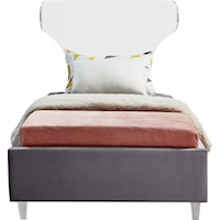 Contemporary Ghost Twin Bed Grey Velvet
