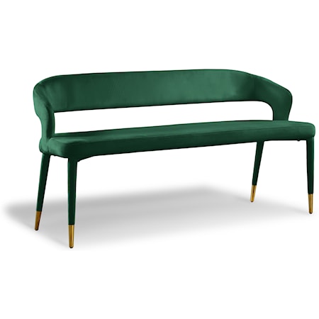 Contemporary Upholstered Green Velvet Bench