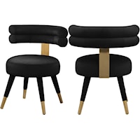 Contemporary Upholstered Black Velvet Dining Chair