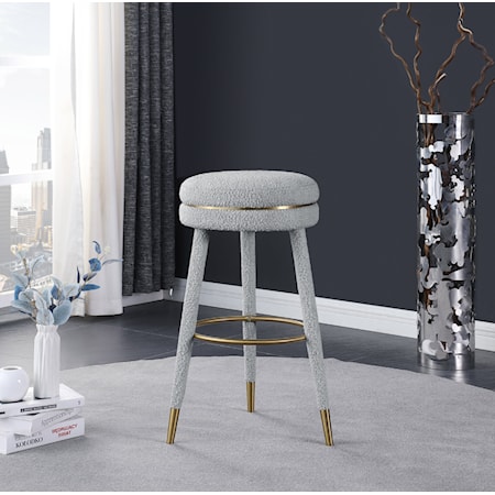 Upholstered Boucle Fabric Swivel Bar Stool