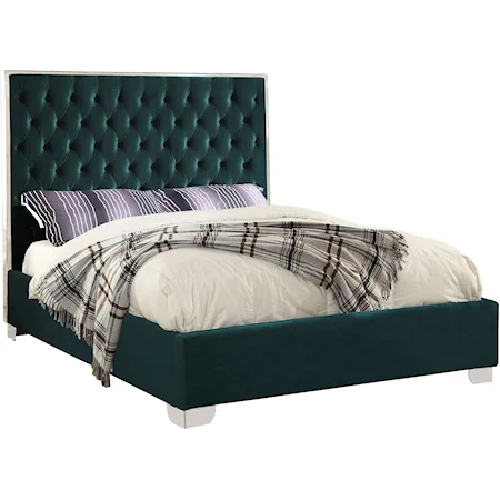Lexi Green Velvet Queen Bed