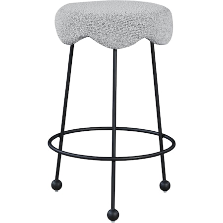 Upholstered Grey Boucle Counter Stool