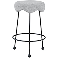 Contemporary Upholstered Grey Boucle Fabric Counter Stool
