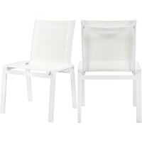 Nizuc White Mesh Water Resistant Fabric Outdoor Patio Aluminum Mesh Dining Chair