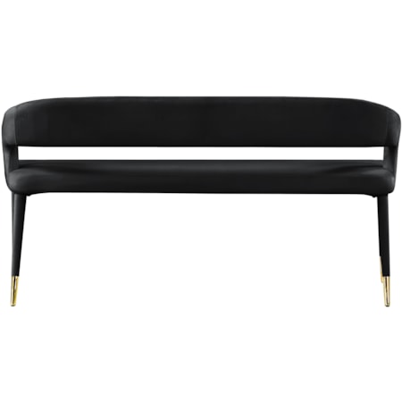 Upholstered Black Velvet Bench