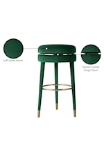 Meridian Furniture Coral Contemporary Upholstered Green Boucle Fabric Swivel Counter Stool