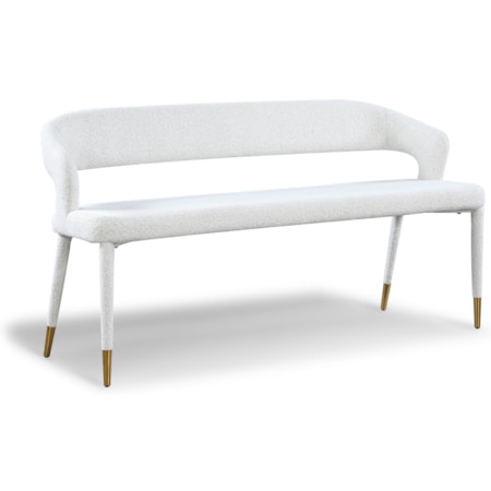 Upholstered Cream Boucle Fabric Bench