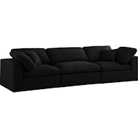 Serene Black Linen Textured Fabric Deluxe Comfort Modular Sofa