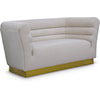 Meridian Furniture Bellini Cream Velvet Loveseat with Gold Steel Base