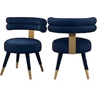 Contemporary Upholstered Navy Velvet Dining Chair