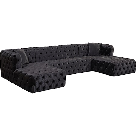 3-Piece Velvet Sectional Sofa with Tufting