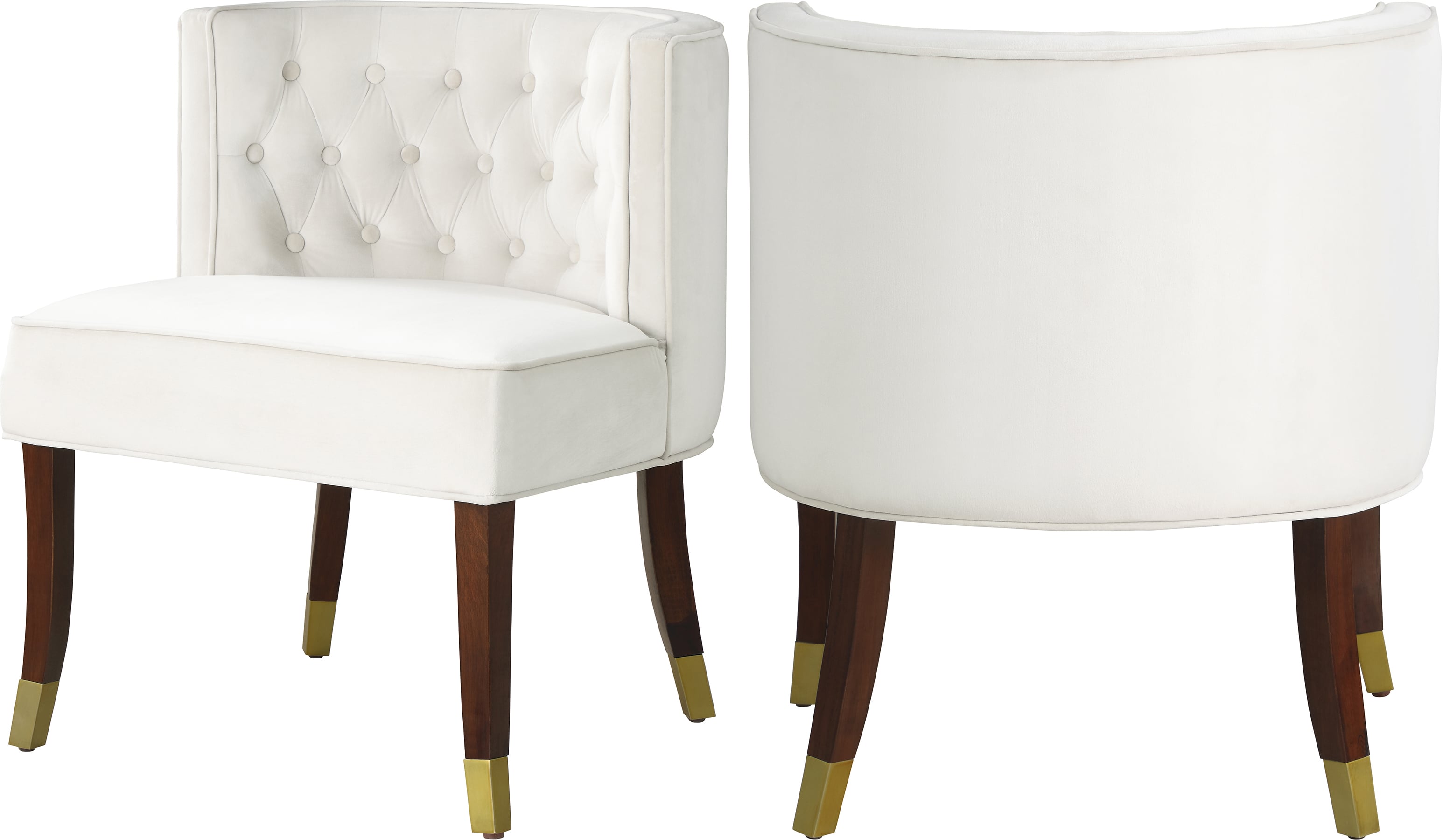 Meridian Furniture Perry 933CreamC Perry Cream Velvet Dining Chair Corner Furniture Dining