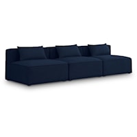 Cube Navy Durable Linen Textured Modular Sofa