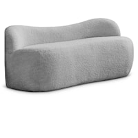 Contemporary Upholstered Grey Boucle Fabric Bench