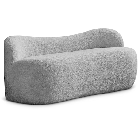 Upholstered Grey Boucle Fabric Bench