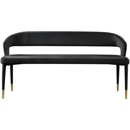 Upholstered Black Velvet Bench