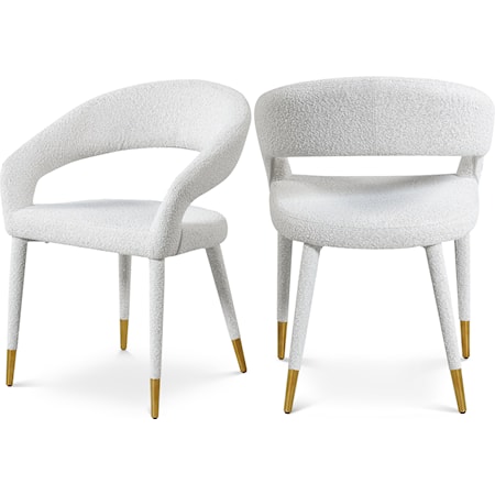 Upholstered Cream Boucle Fabric Dining Chair