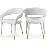 Contemporary Upholstered Cream Boucle Fabric Dining Chair