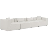 Contemporary Cream 4-Piece Modular Sofa with Track Arms