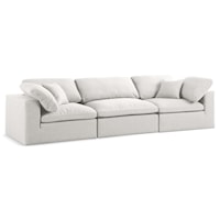 Serene Cream Linen Textured Fabric Deluxe Comfort Modular Sofa