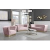 Meridian Furniture Bellini Pink Velvet Loveseat with Gold Steel Base