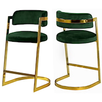 Contemporary Velvet Upholstered Stool with Gold Base