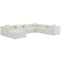 Cube Cream Durable Linen Textured Modular Sectional