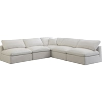 Plush Cream Velvet Standard Comfort Modular Sectional