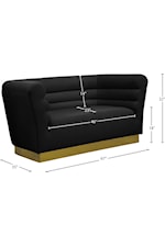 Meridian Furniture Bellini Contemporary Black Velvet Sofa with Gold Steel Base