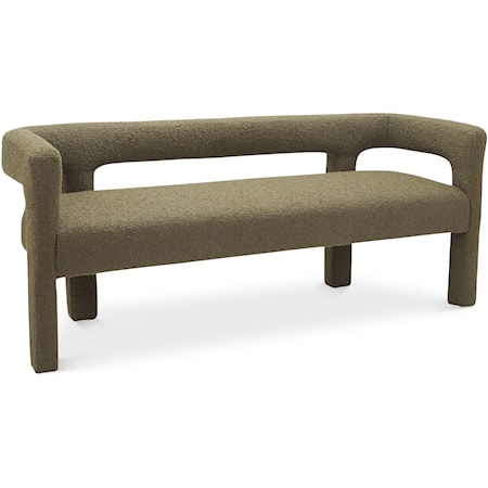 Athena Olive Green Boucle Fabric Bench