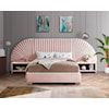 Meridian Furniture Cleo Upholstered Pink Velvet Queen Bed