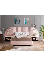 Meridian Furniture Cleo Contemporary Upholstered Pink Velvet King Bed with Removable Panels