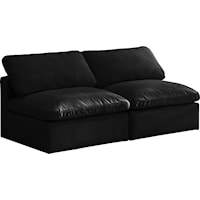 Plush Black Velvet Standard Comfort Modular Sofa